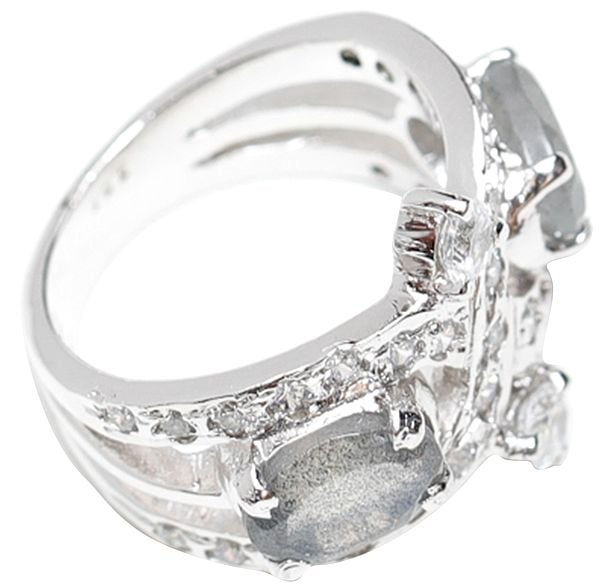 Exotic India Faceted Labradorite Ring With Cubic Zirconia 