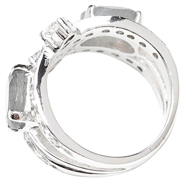 Exotic India Faceted Labradorite Ring With Cubic Zirconia 
