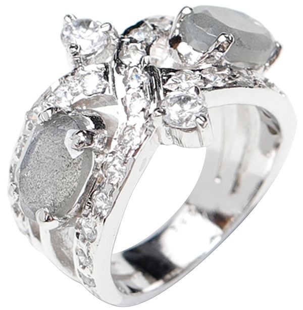 exotic india Faceted Labradorite Ring with Cubic Zirconia