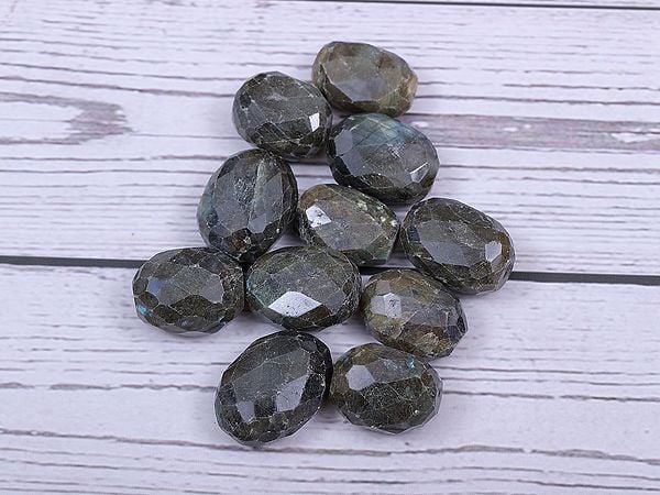 exotic india Faceted Labradorite Stone Nuggets (Price of 1 String) 