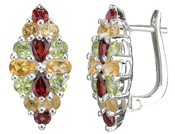 Exotic India Faceted Pendant Earrings And Ring Set - Sterling Silver Jewelry 