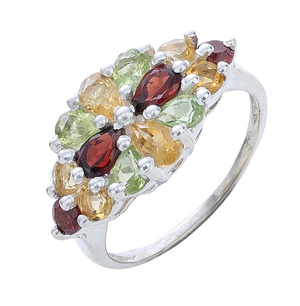 Exotic India Faceted Pendant Earrings And Ring Set - Sterling Silver Jewelry 