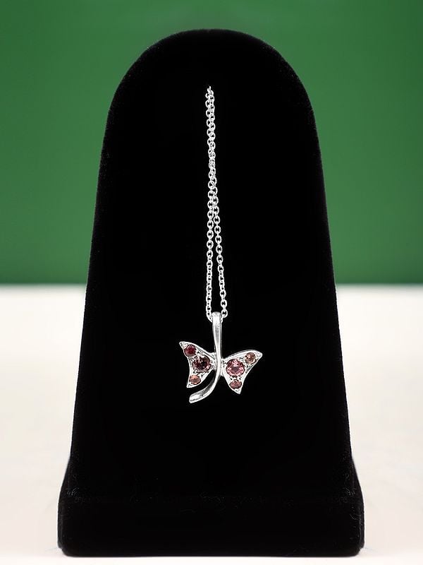exotic india Faceted Pink Tourmaline Butterfly Pendant