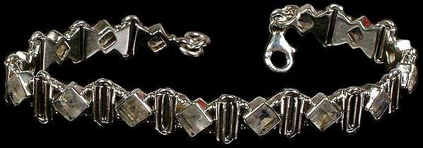 exotic india Faceted Rainbow Moonstone Bracelet in Sterling Silver