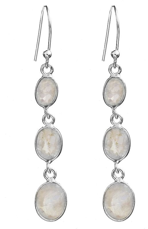 exotic india Faceted Rainbow Moonstone Earrings | Moonstone Stone Jewelry