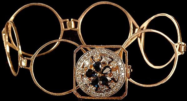 exotic india Faceted Sapphire Hoops Bracelet with Diamonds 