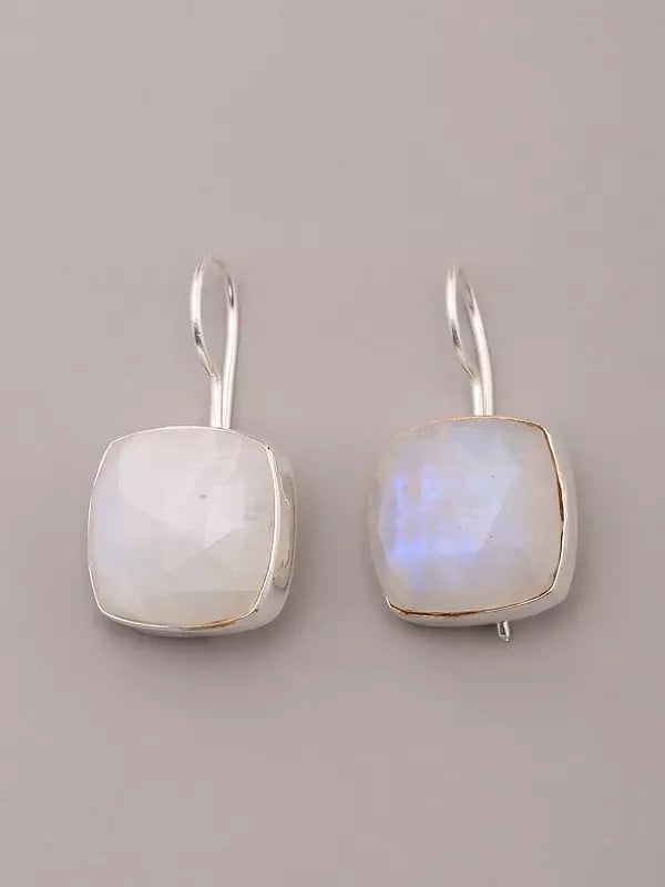 exotic india Faceted Square Shape Moonstone Earrings 