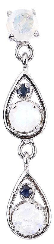 Exotic India Faceted Sterling Silver Teardrop Dangling Earrings 