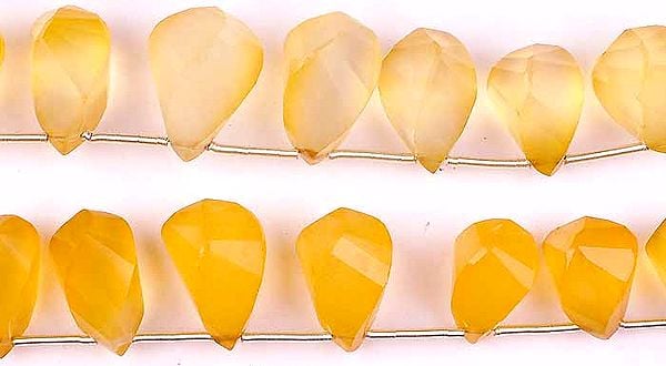 exotic india Faceted Yellow Chalcedony Twisted Briolette 