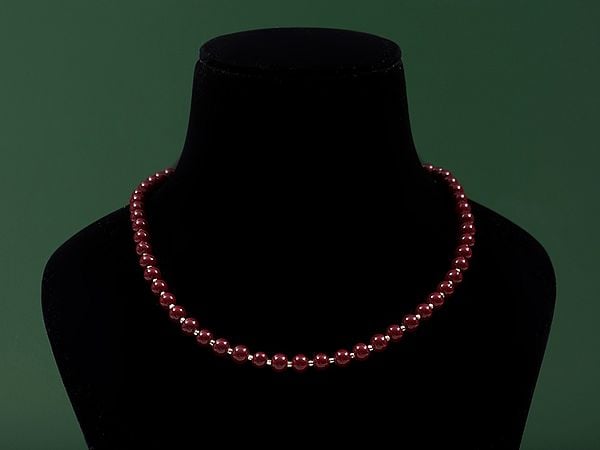 exotic india Faux Ruby Beaded Necklace | Indian Jewelry