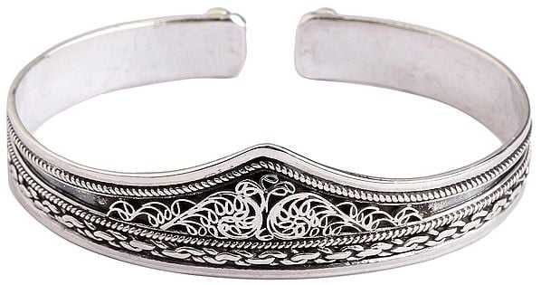 Exotic India Filigree Cuff Bracelet From Nepal(Adjustable Size)
