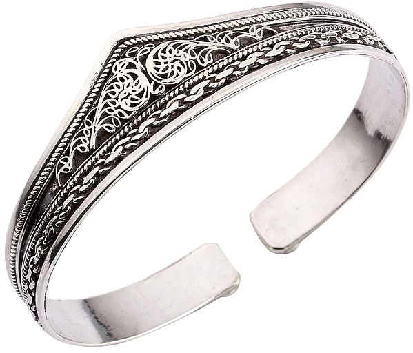 exotic india Filigree Cuff Bracelet from Nepal(Adjustable Size)