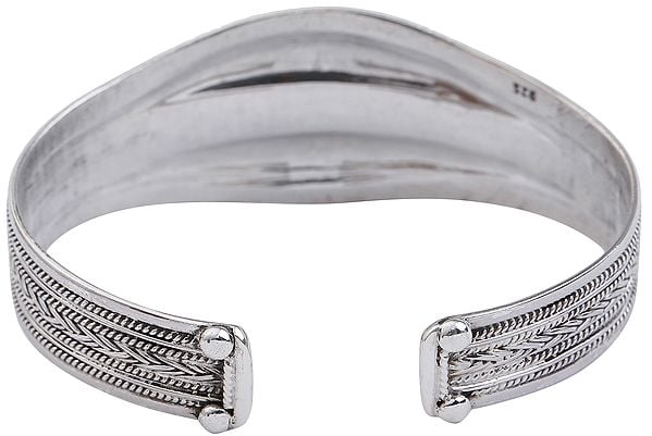 Exotic India Filigree Cuff Bracelet With Twisted Rope Design From Nepal (Adjustable Size)