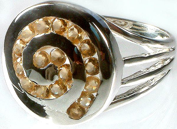 exotic india Fine Cut Citrine Spiral Ring | Citrine Gemstone Jewelry 