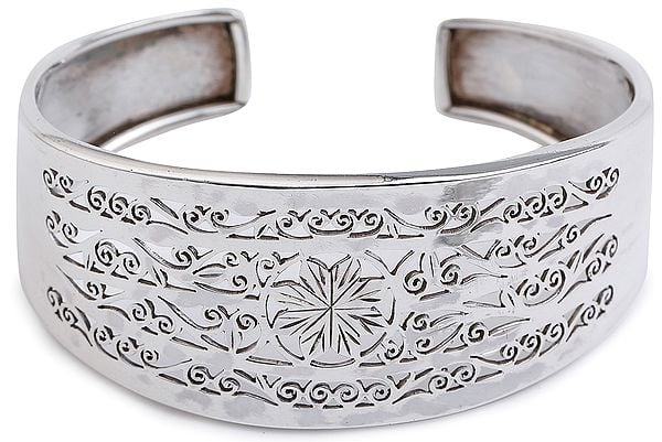Exotic India Fine Jali Cut Cuff Bracelet From Nepal (Adjustable Size)
