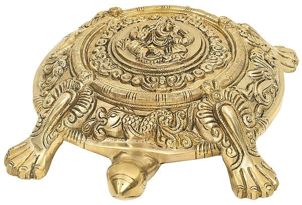 Exotic India Fine Vastu Tortoise With Ganesha On Top And Yantra Underneath 