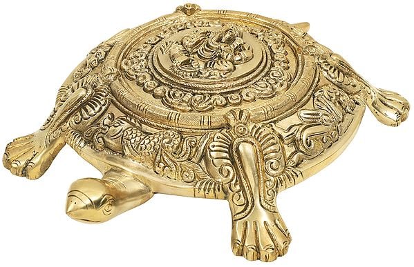 Exotic India Fine Vastu Tortoise With Ganesha On Top And Yantra Underneath 