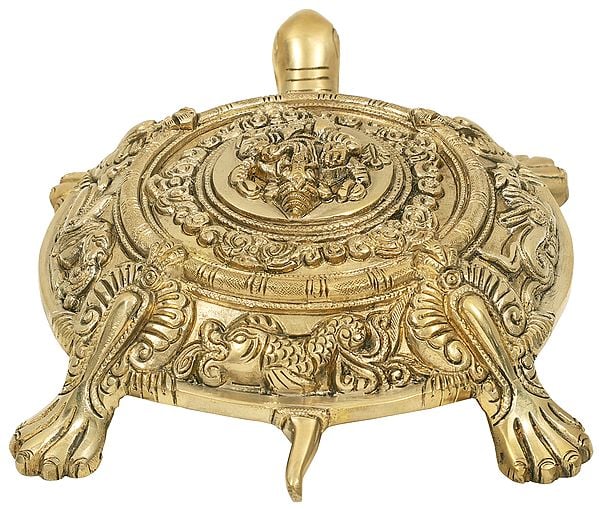 Exotic India Fine Vastu Tortoise With Ganesha On Top And Yantra Underneath 