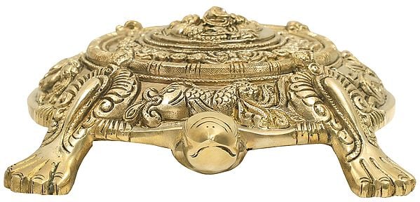 exotic india Fine Vastu Tortoise with Ganesha on Top and Yantra Underneath 