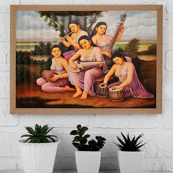 Exotic India Five Sisters Making Music By The Riverbank