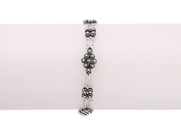 Exotic India Floral Design Sterling Silver Bracelet 
