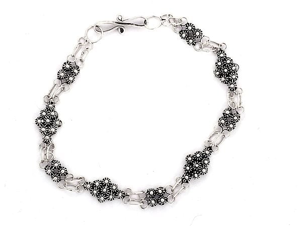 exotic india Floral Design Sterling Silver Bracelet 
