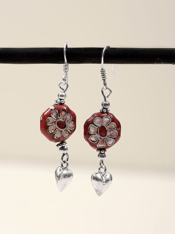 exotic india Floral Design Sterling Silver Dangle Earring