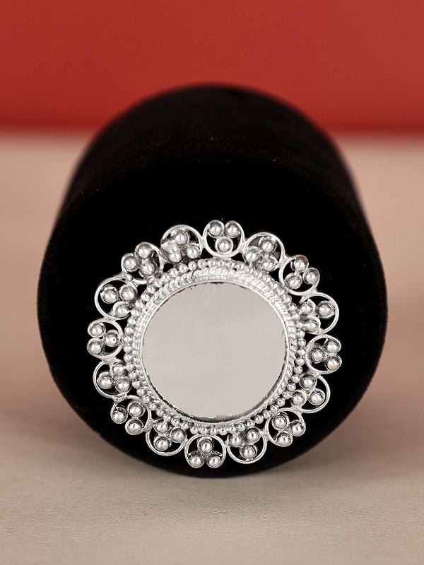 exotic india Floral Design Sterling Silver Mirror Ring