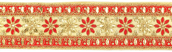 exotic india Floral Embroidered Fabric Border with Sequins 
