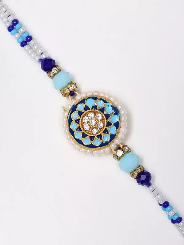 Exotic India Floral Meenakari Design Enamelled Rakhi 