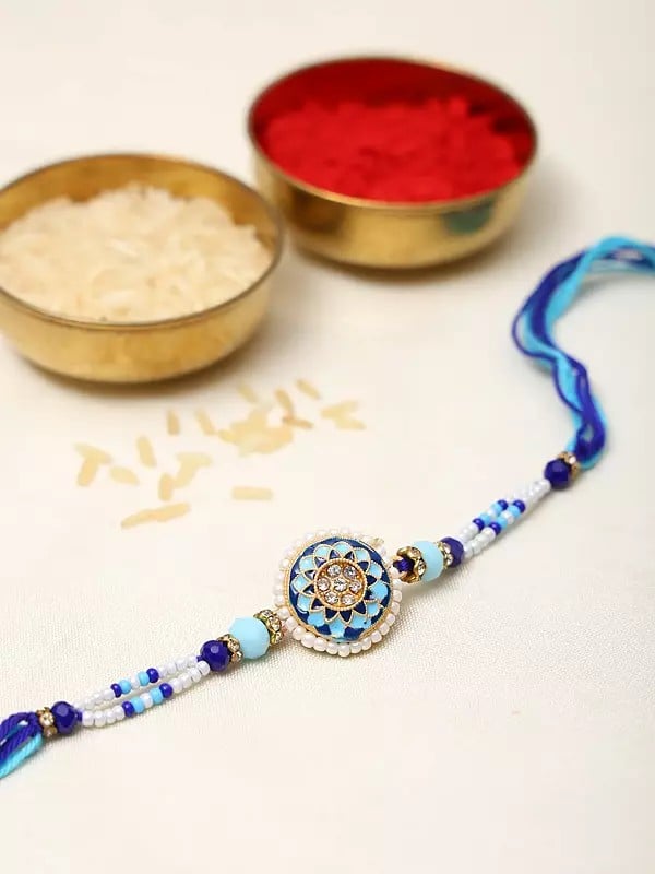 Exotic India Floral Meenakari Design Enamelled Rakhi 