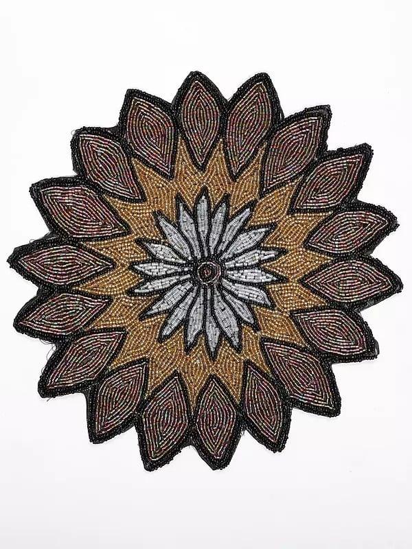 Exotic India Floral Table Mat With All-over Bead Embroidery (Set Of 2) 