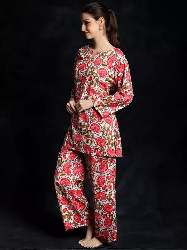 Exotic India Floral Vine Printed Pure Cotton Co-Ord Set 
