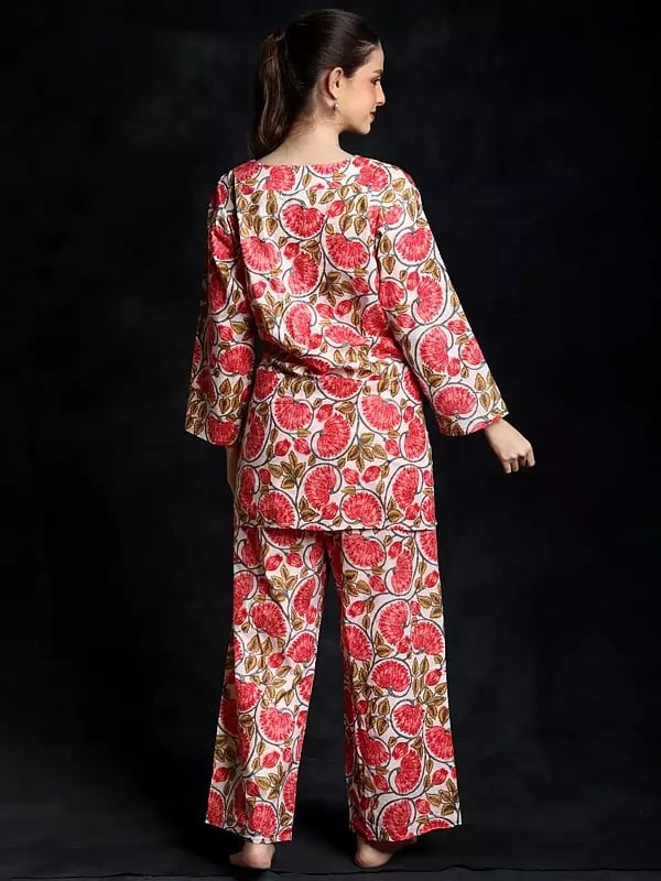 Exotic India Floral Vine Printed Pure Cotton Co-Ord Set 
