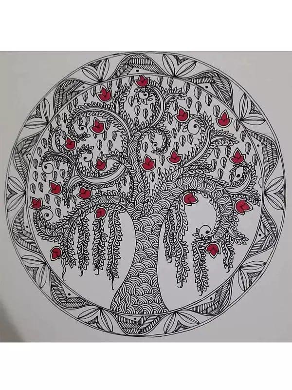 exotic india Flourishing Tree Of Life | Ink On Paper | By Megha Chakraborty 