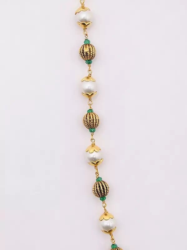 Exotic India Flower Vines Design Goddess Lakshmi Necklace And Earrings Set 