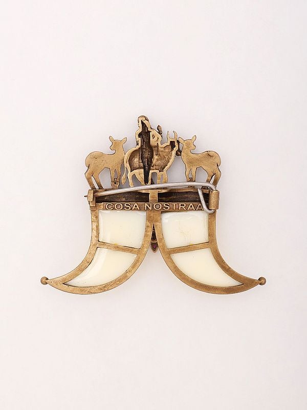Exotic India Fluting Krishna Brooch With Tiger Nail 