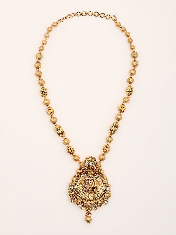 Exotic India Fluting Krishna Necklace And Earrings Set 