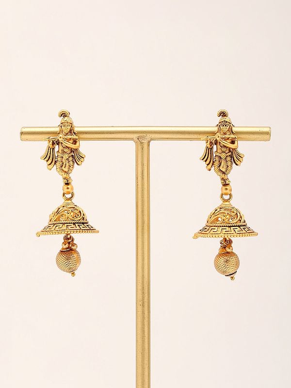 Exotic India Fluting Krishna Necklace And Earrings Set 