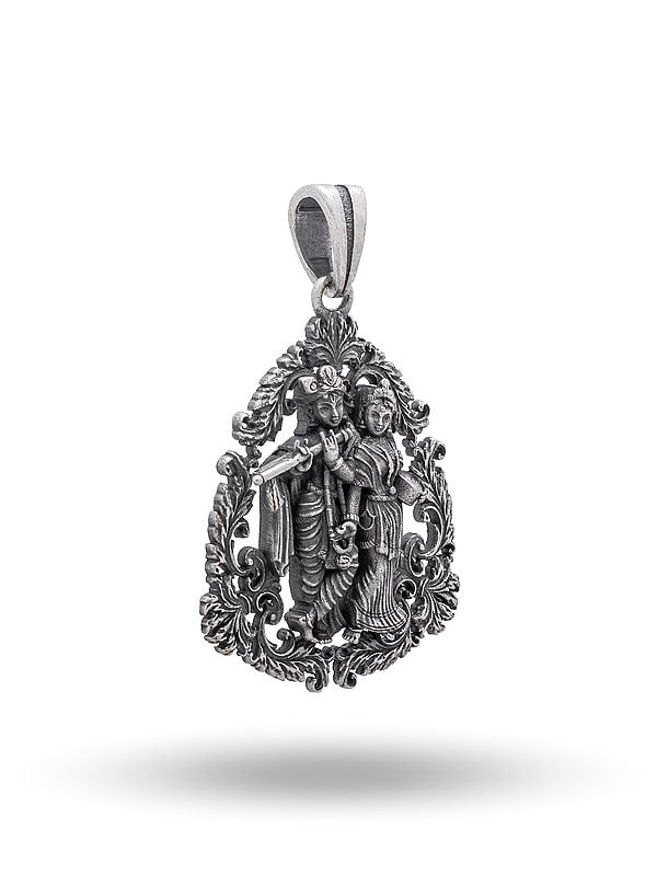 Exotic India Fluting Radha Krishna Antique Finish Pendant 