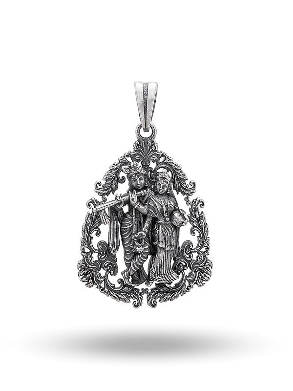 exotic india Fluting Radha Krishna Antique Finish Pendant 