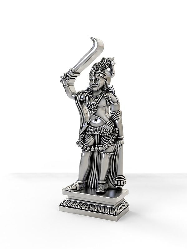 Exotic India Folk Deity Karuppasamy Sterling Silver Pendant 