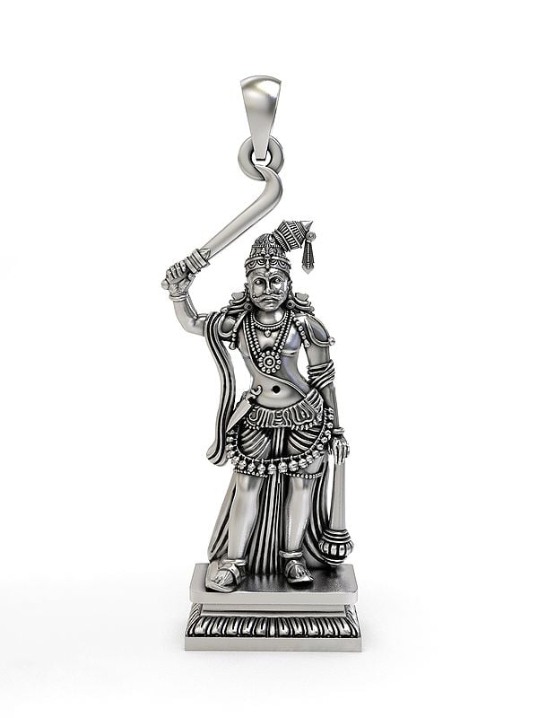 exotic india Folk Deity Karuppasamy Sterling Silver Pendant