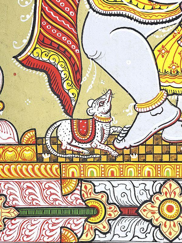 Exotic India Four Armed Dancing Lord Ganesha | Pattachitra Painting
