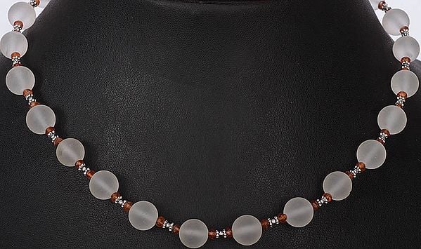 exotic india Frosted Crystal Beaded Necklace Fanta Garnet