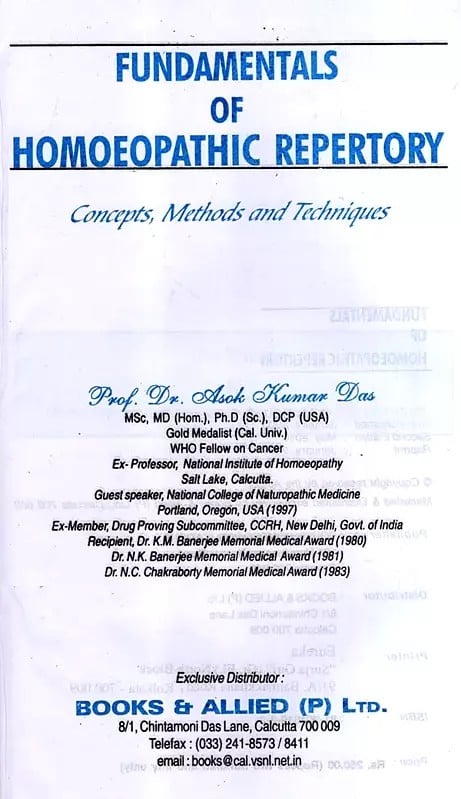 Exotic India Fundamentals Of Homoeopathic Repertory- Concepts Methods And Techniques 