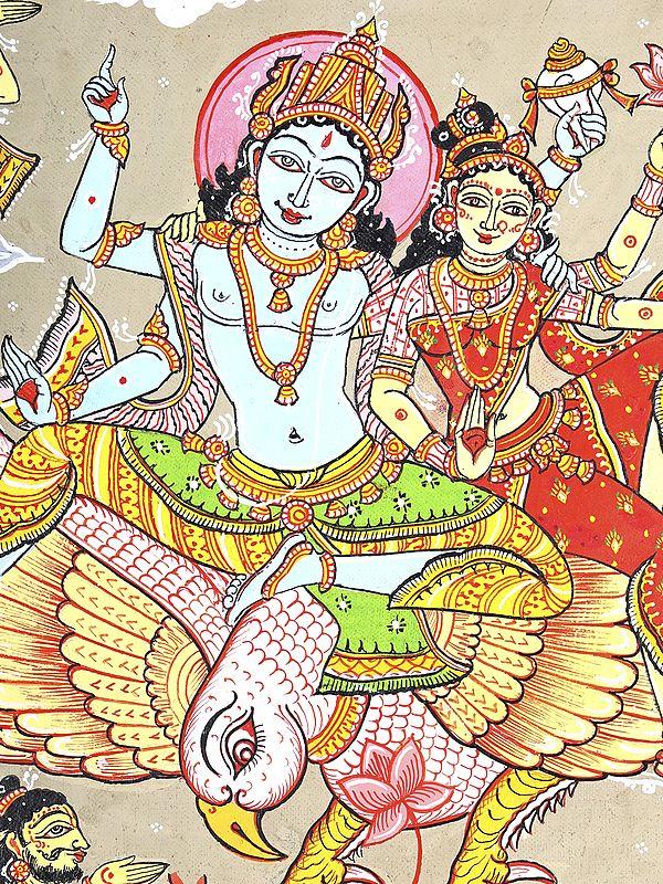 Exotic India Gajendra Moksha | Superfine Pattachitra Painting