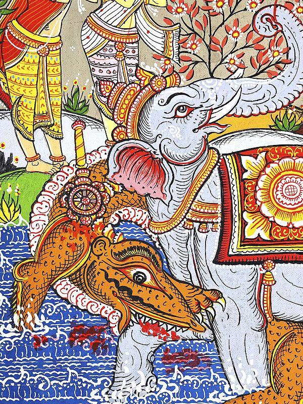 Exotic India Gajendra Moksha | Superfine Pattachitra Painting