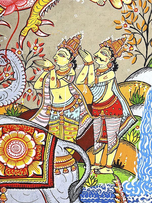 Exotic India Gajendra Moksha | Superfine Pattachitra Painting
