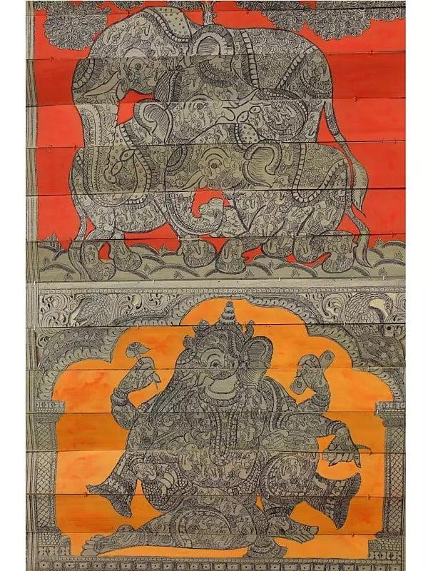 Exotic India Ganapati Maharaj | Pattachitra Painting On Palm Leaf 